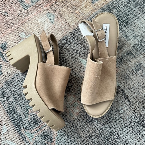 Steve Madden Tan Suede Heeled Sandals sz 9 - Picture 1 of 4